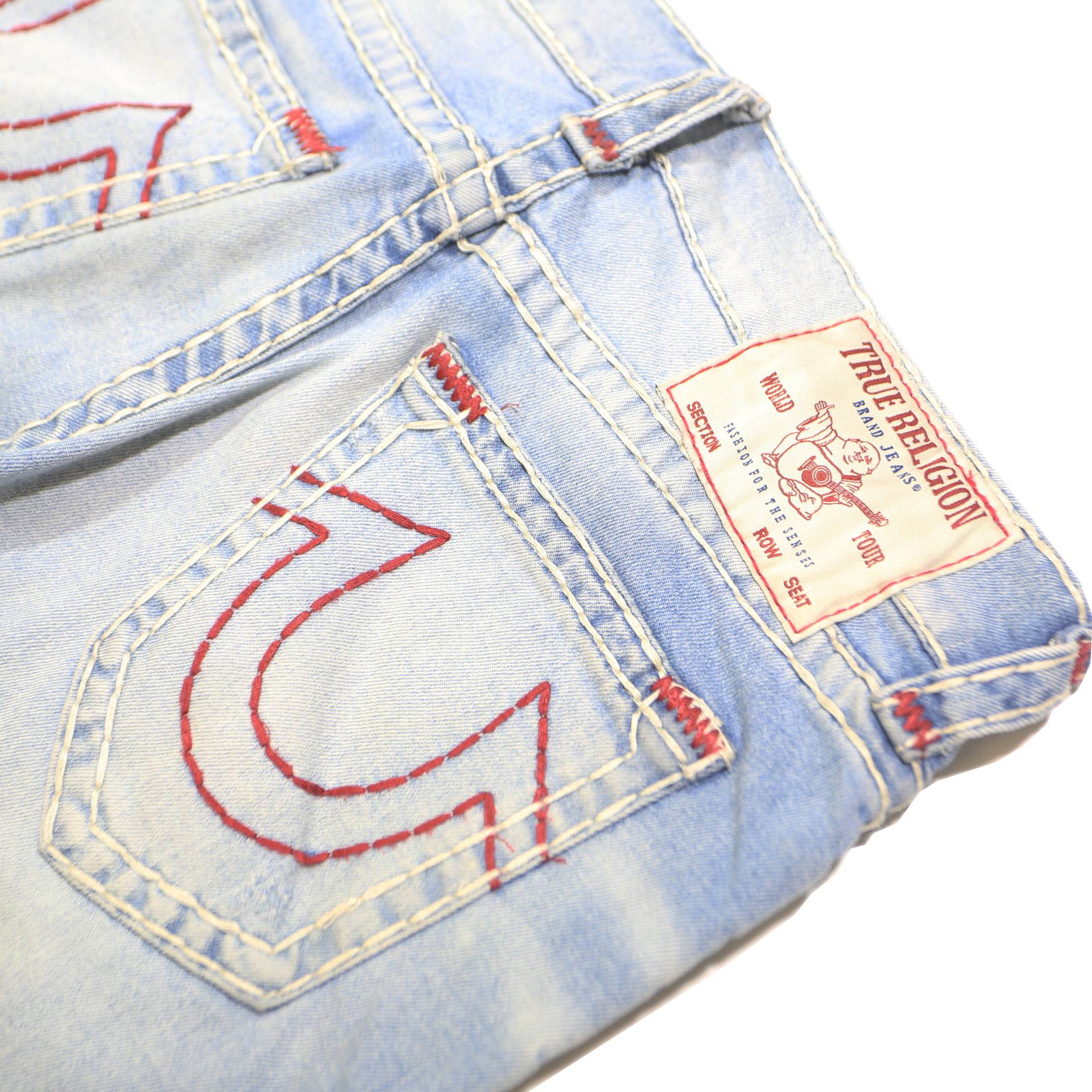 TRUE RELIGION Mens Shorts Blue Casual Denim M W32 Jeans Cut-Off Frayed Hem