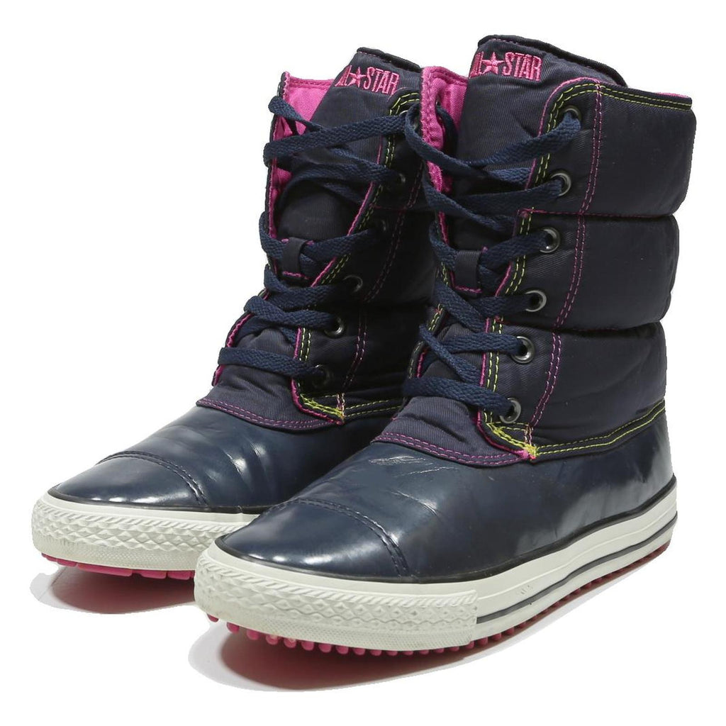 CONVERSE Womens Navy Blue & Pink Lace-Up Boots Synthetic UK 6.5 Comfortable