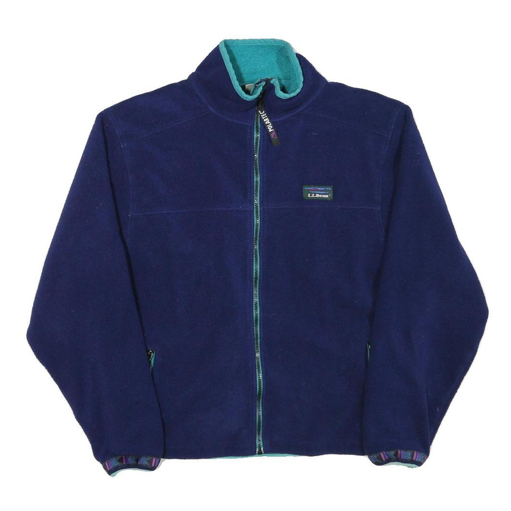 LL BEAN Womens Blue Fleece Jacket M Polyester Blend Zip Casual Outdoor