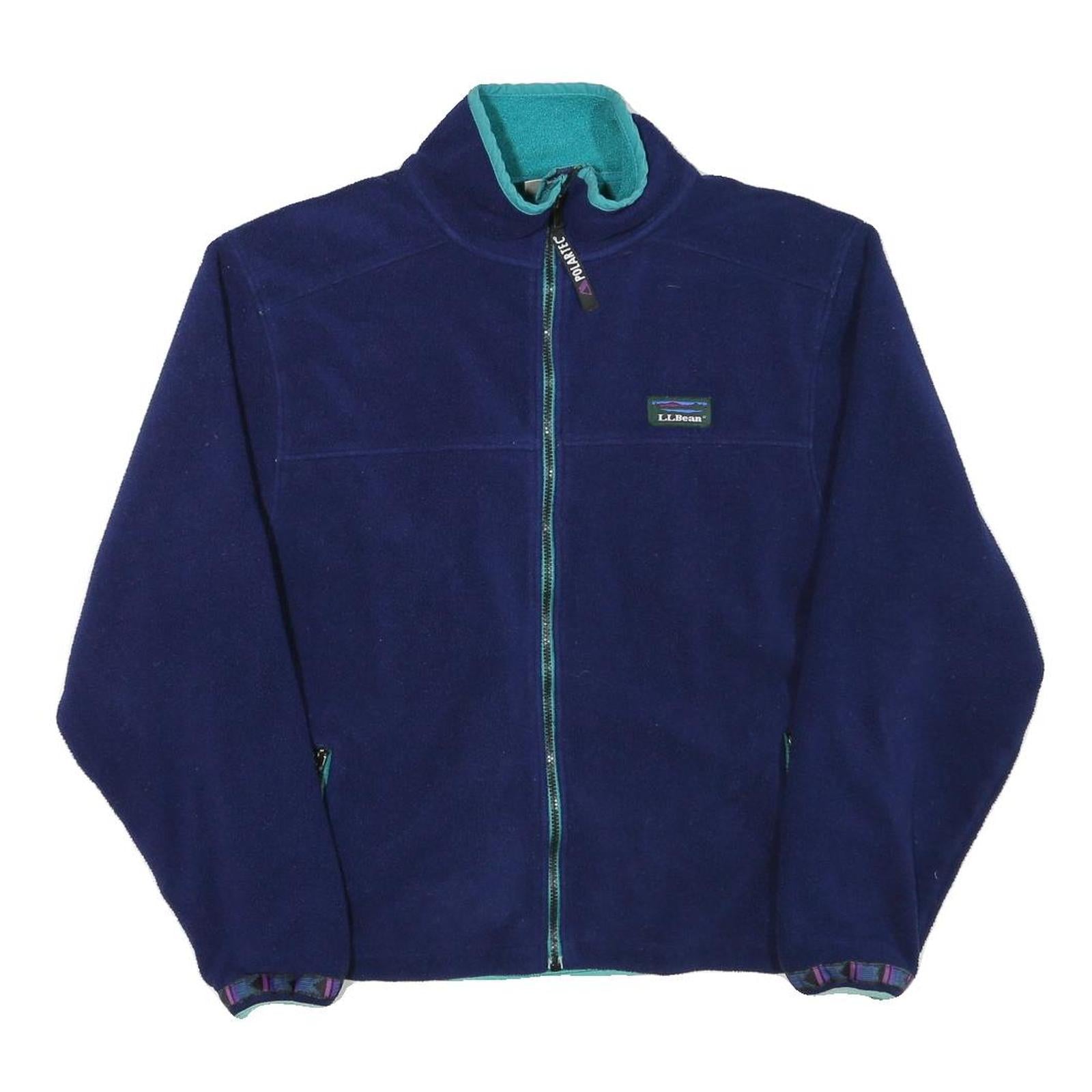 LL BEAN Womens Blue Fleece Jacket M Polyester Blend Zip Casual Outdoor