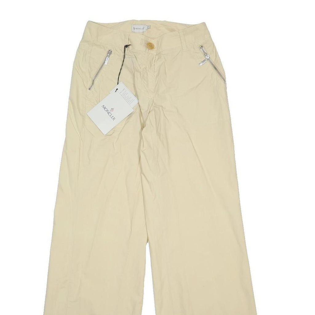 MONCLER Womens Cotton Beige Relaxed Wide-Leg Trousers W26 L34 Stylish Zip