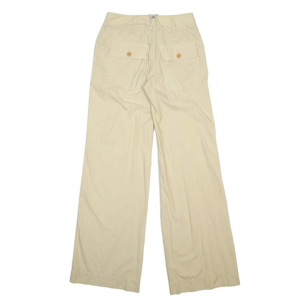 MONCLER Womens Cotton Beige Relaxed Wide-Leg Trousers W26 L34 Stylish Zip