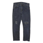 LEVI'S 505 Mens Jeans Blue Regular Straight Denim Medium W32 L28 Distressed