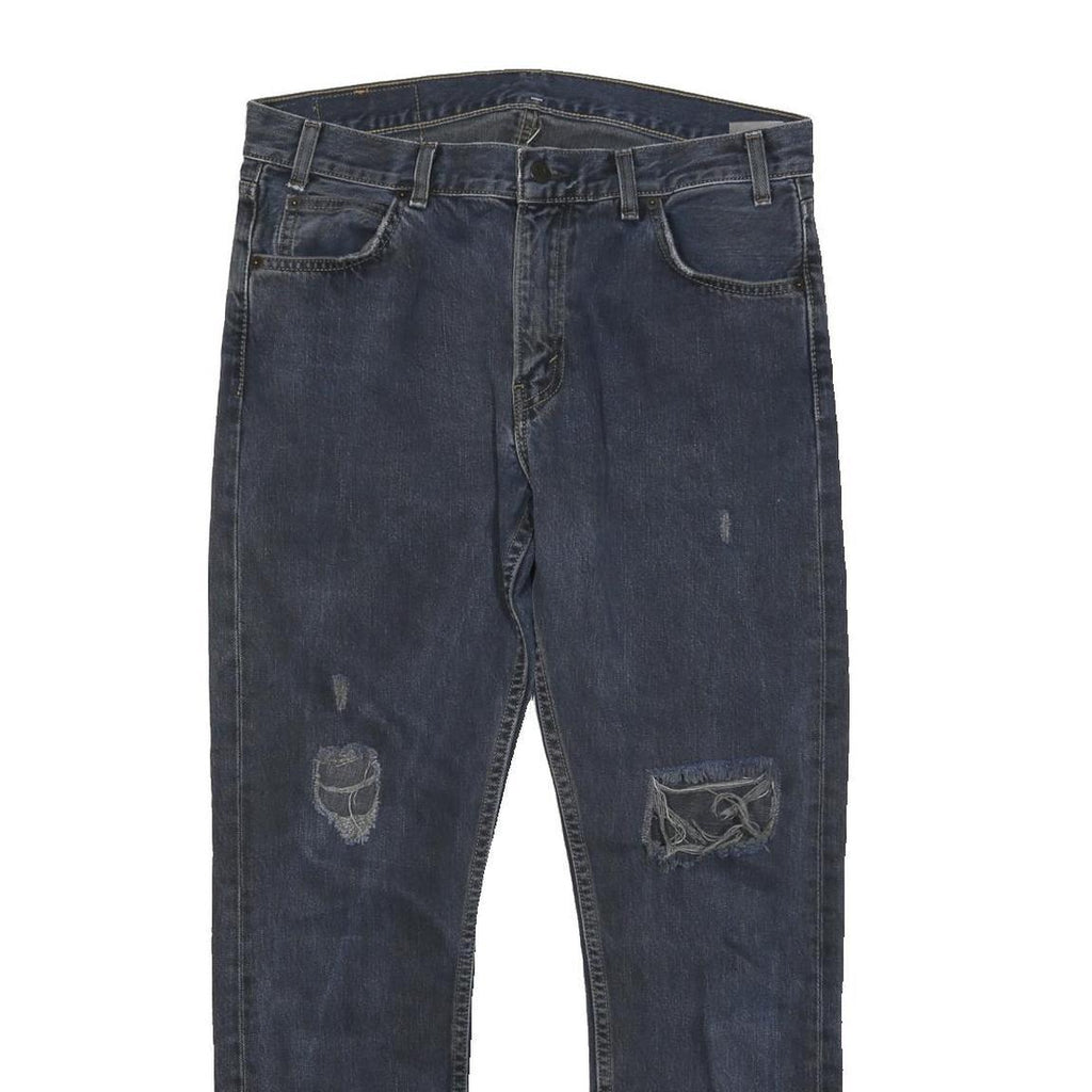 LEVI'S 505 Mens Jeans Blue Regular Straight Denim Medium W32 L28 Distressed
