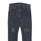 LEVI'S 505 Mens Jeans Blue Regular Straight Denim Medium W32 L28 Distressed