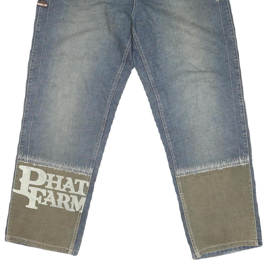 PHAT FARM Mens Jeans Blue & Khaki Regular Straight Denim Medium W38 L32 Casual