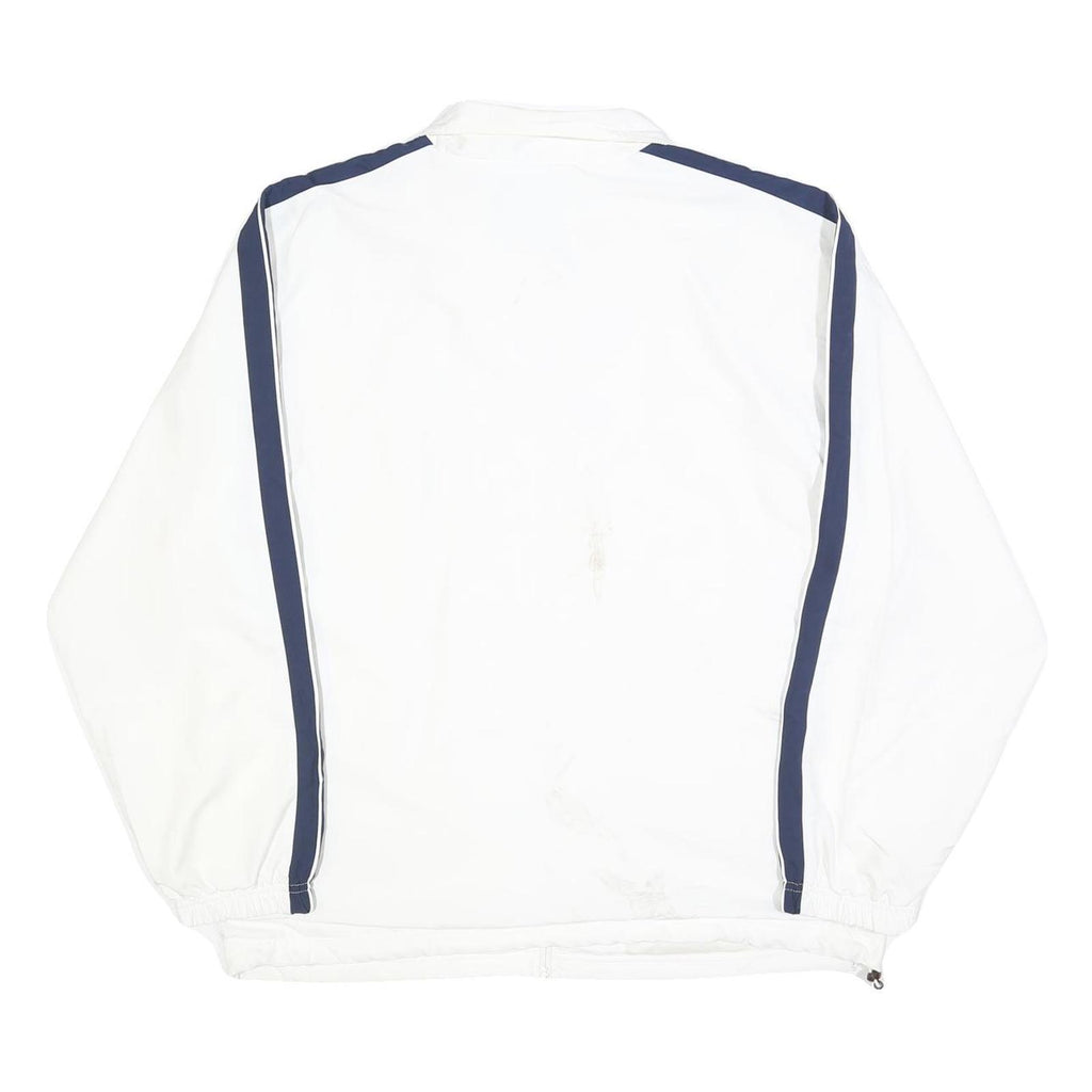 REEBOK Mens White & Navy Track Jacket L Polyester Blend Zip Retro Sportswear