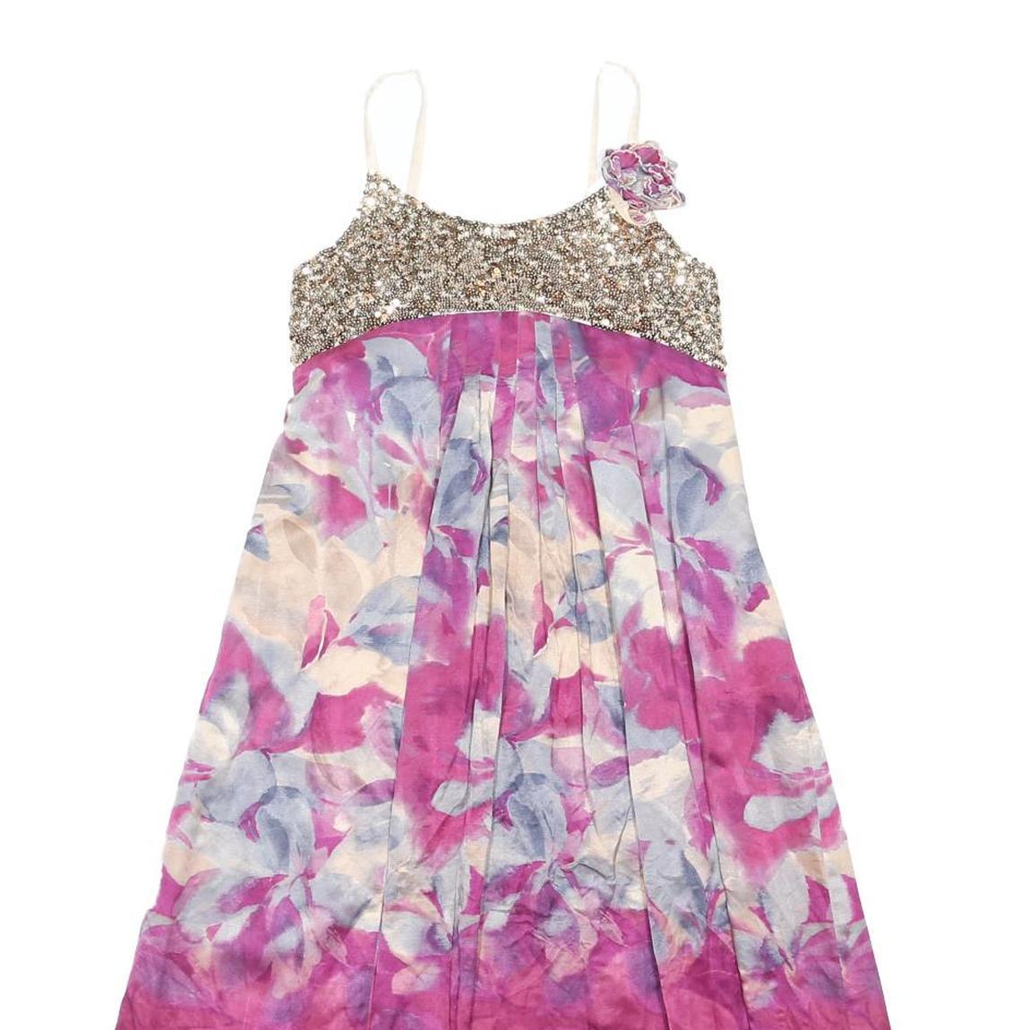 MONSOON Girls Cream & Pink Floral Sleeveless Maxi Dress Polyester Blend 10Y