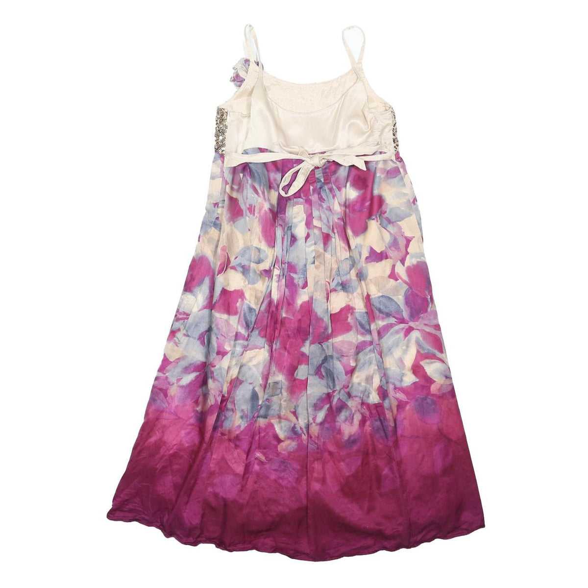 MONSOON Girls Cream & Pink Floral Sleeveless Maxi Dress Polyester Blend 10Y