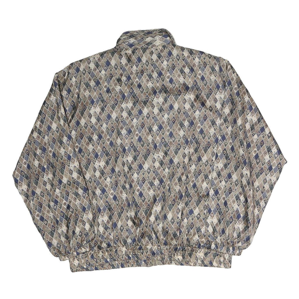STUNT SPORT Womens Blue & Beige Diamond Print Silk Jacket M