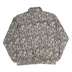 STUNT SPORT Womens Blue & Beige Diamond Print Silk Jacket M