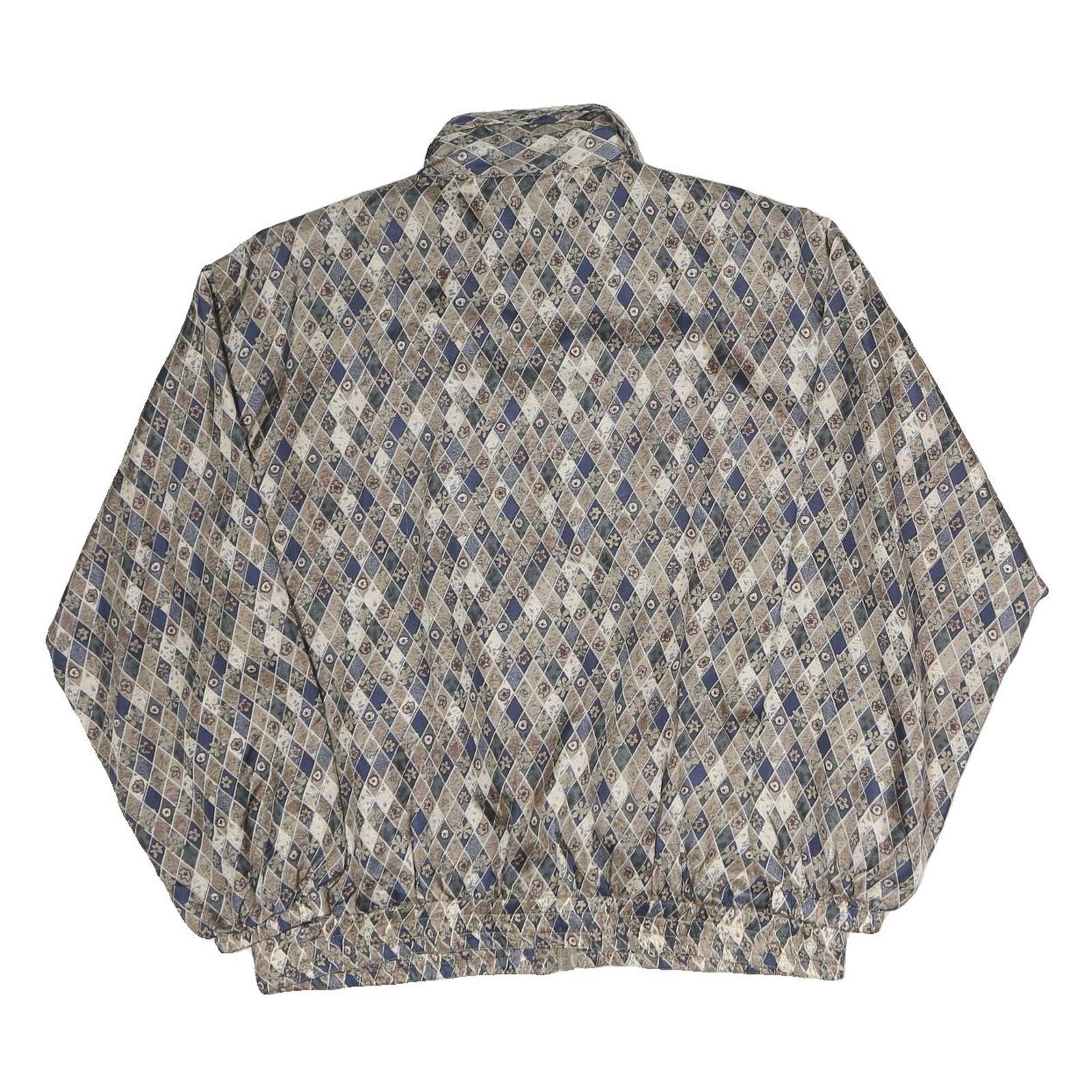STUNT SPORT Womens Blue & Beige Diamond Print Silk Jacket M