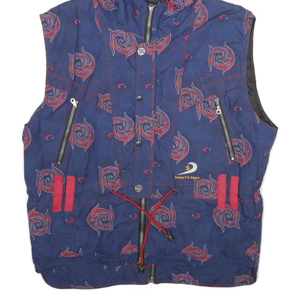 DOGGY'S DOGS Womens Blue Jacket UK 16 Polyester Zip Hooded Swirl Print