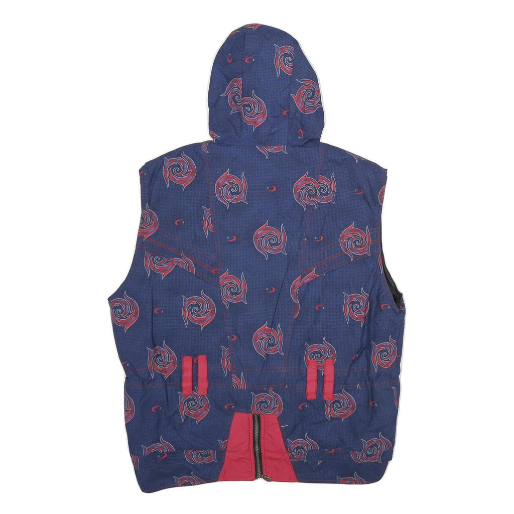 DOGGY'S DOGS Womens Blue Jacket UK 16 Polyester Zip Hooded Swirl Print