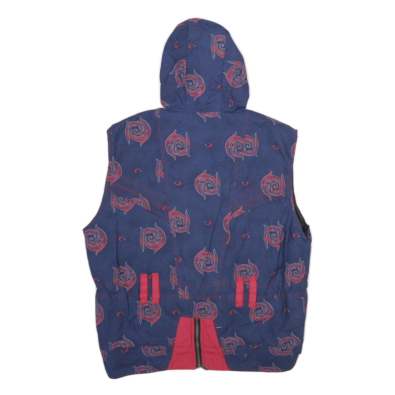 DOGGY'S DOGS Womens Blue Jacket UK 16 Polyester Zip Hooded Swirl Print