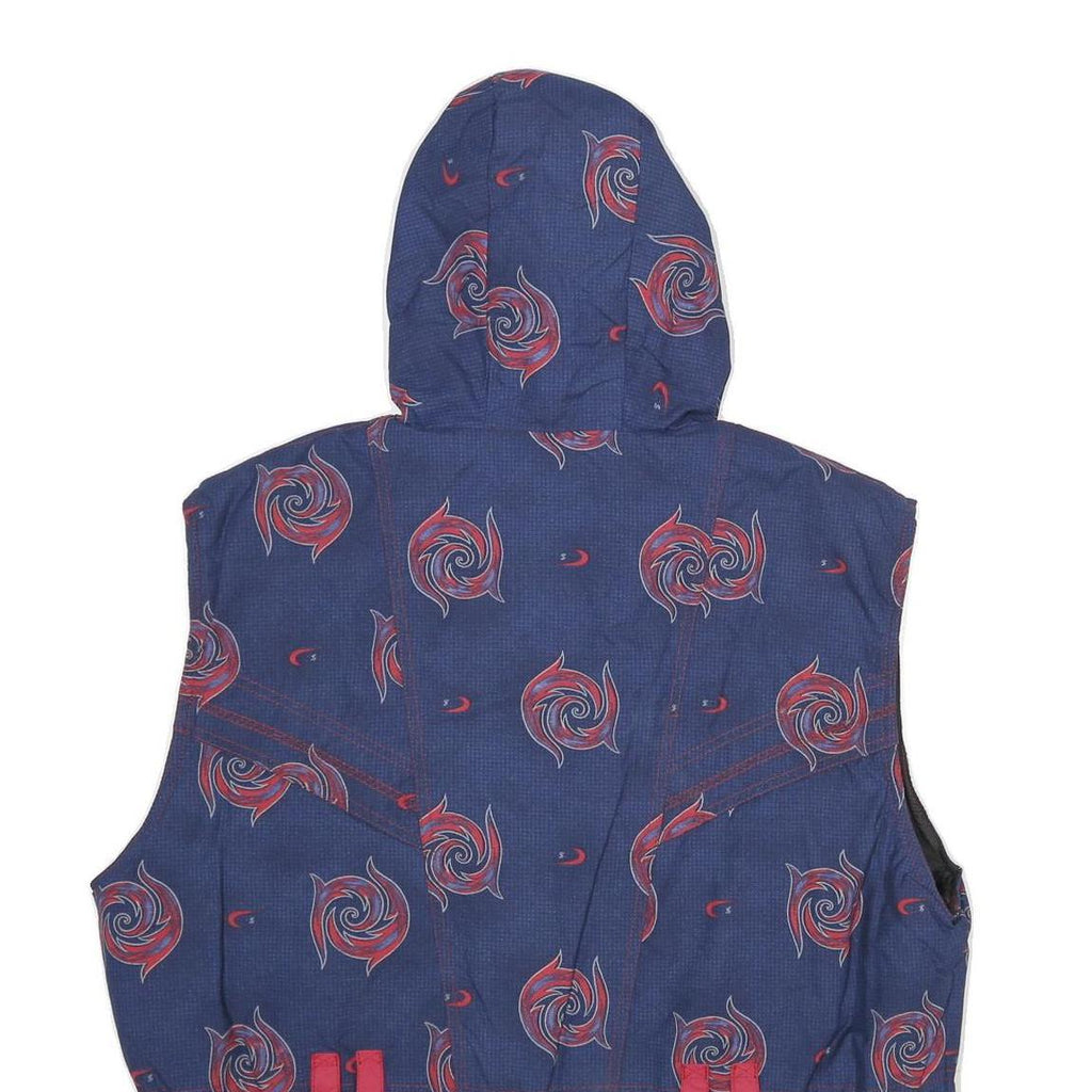 DOGGY'S DOGS Womens Blue Jacket UK 16 Polyester Zip Hooded Swirl Print