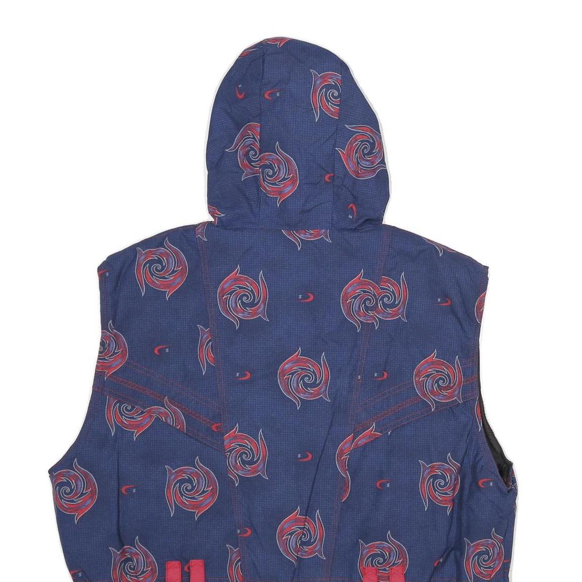 DOGGY'S DOGS Womens Blue Jacket UK 16 Polyester Zip Hooded Swirl Print