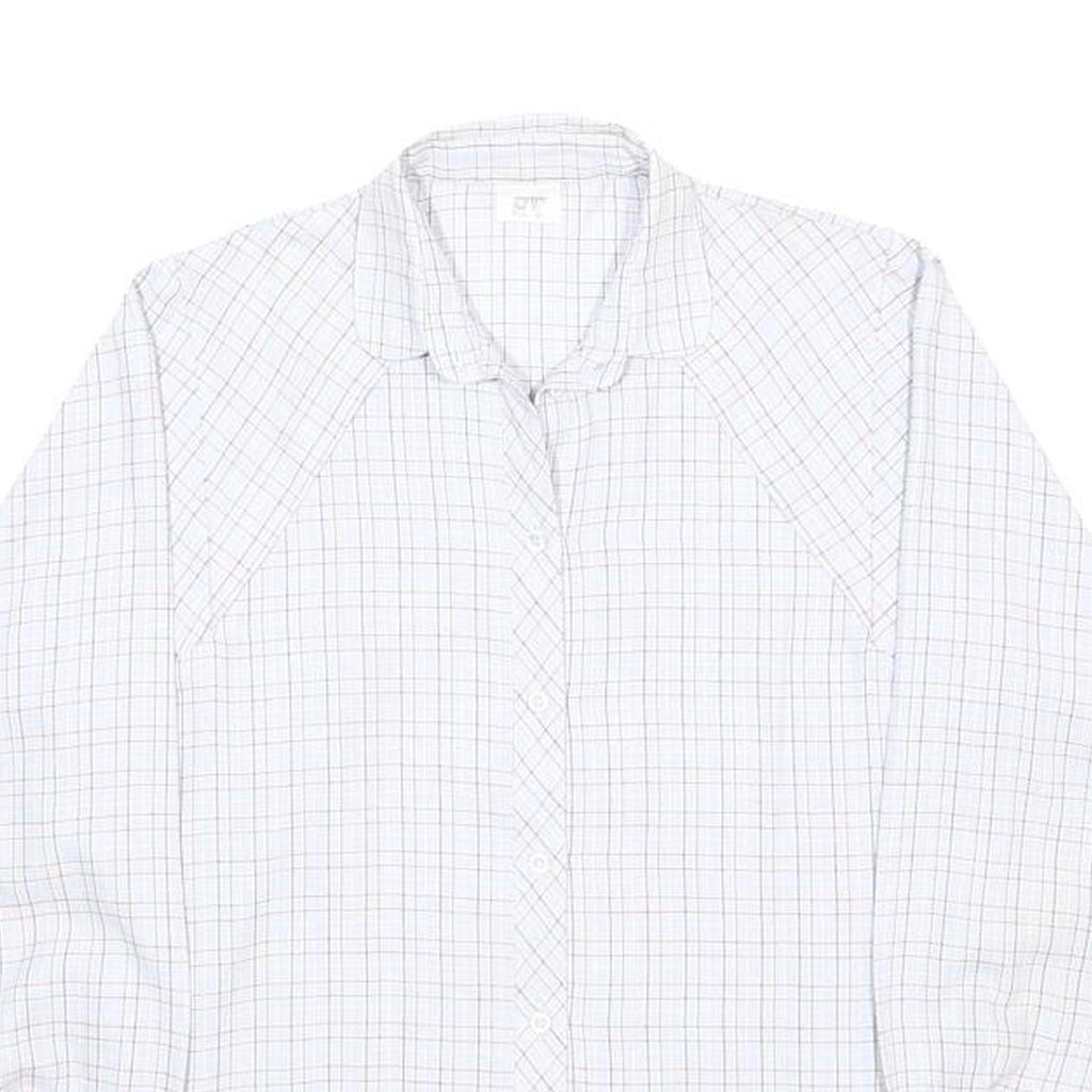 CHARLES VOGELE Womens White Check Shirt M Cotton Blend Long Sleeve Button