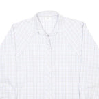 CHARLES VOGELE Womens White Check Shirt M Cotton Blend Long Sleeve Button