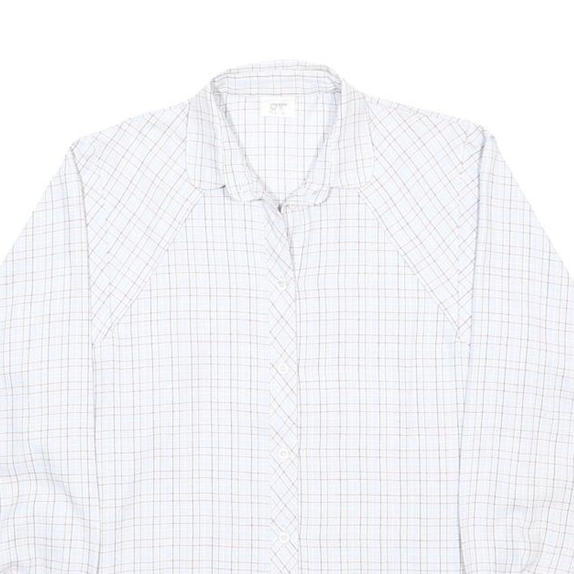 CHARLES VOGELE Womens White Check Shirt M Cotton Blend Long Sleeve Button