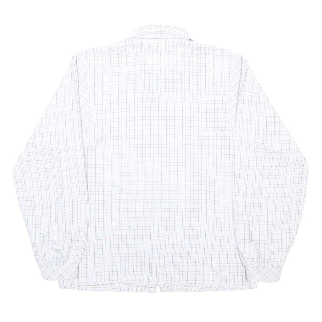CHARLES VOGELE Womens White Check Shirt M Cotton Blend Long Sleeve Button