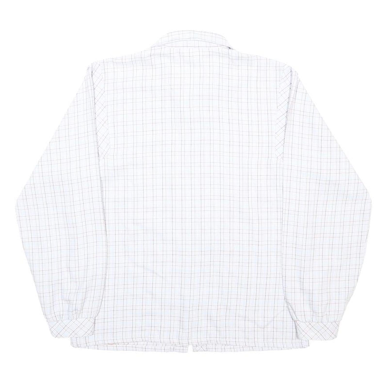 CHARLES VOGELE Womens White Check Shirt M Cotton Blend Long Sleeve Button