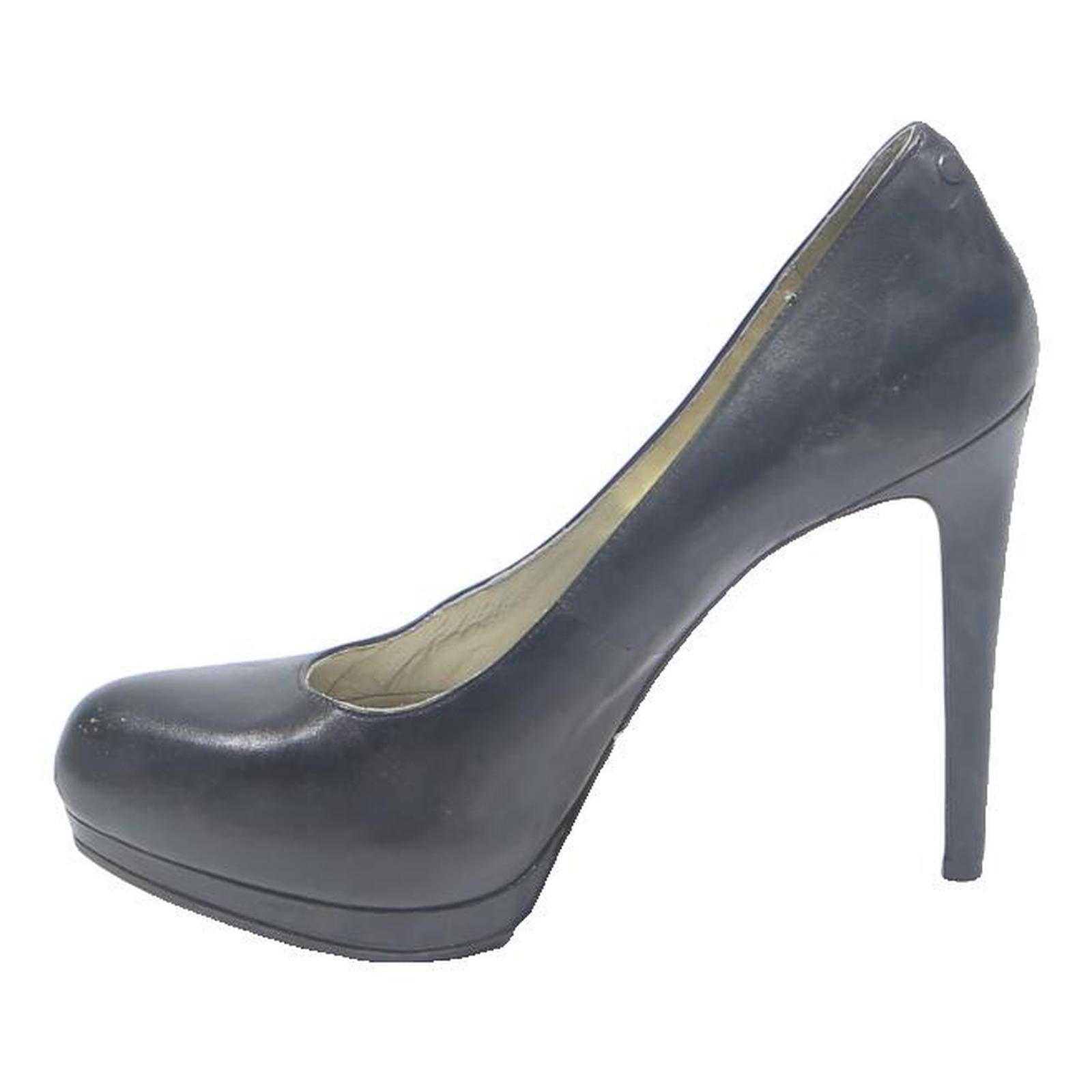 MICHAEL KORS Womens Black Leather High Platform Pumps UK 7.5 Elegant Formal