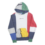 CHAMPION Mens Multicolour Colourblock Pullover Hoodie S Cotton Blend Casual