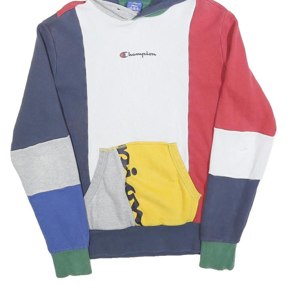 CHAMPION Mens Multicolour Colourblock Pullover Hoodie S Cotton Blend Casual