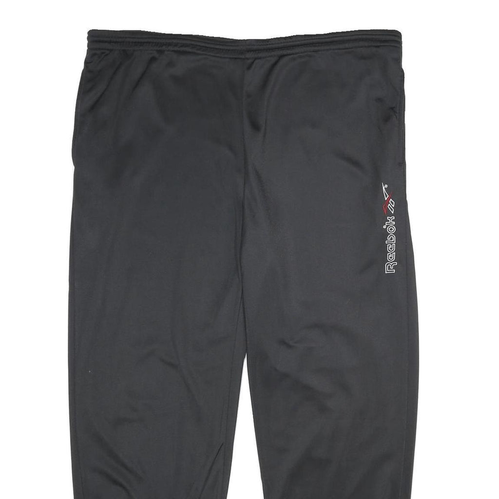 REEBOK Mens Joggers Black XL W44 L32 Polyester Slim Tapered Drawstring Training