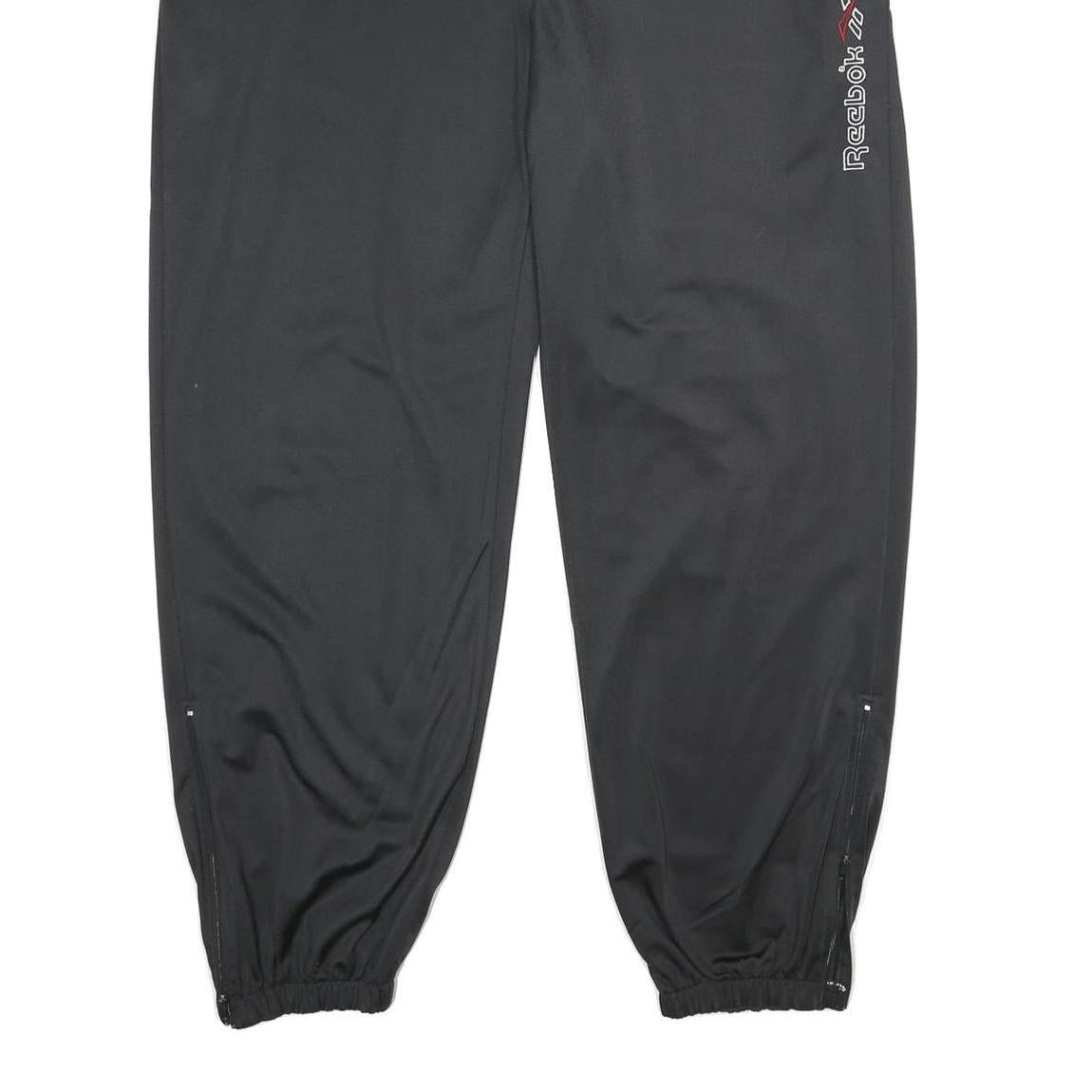 REEBOK Mens Joggers Black XL W44 L32 Polyester Slim Tapered Drawstring Training