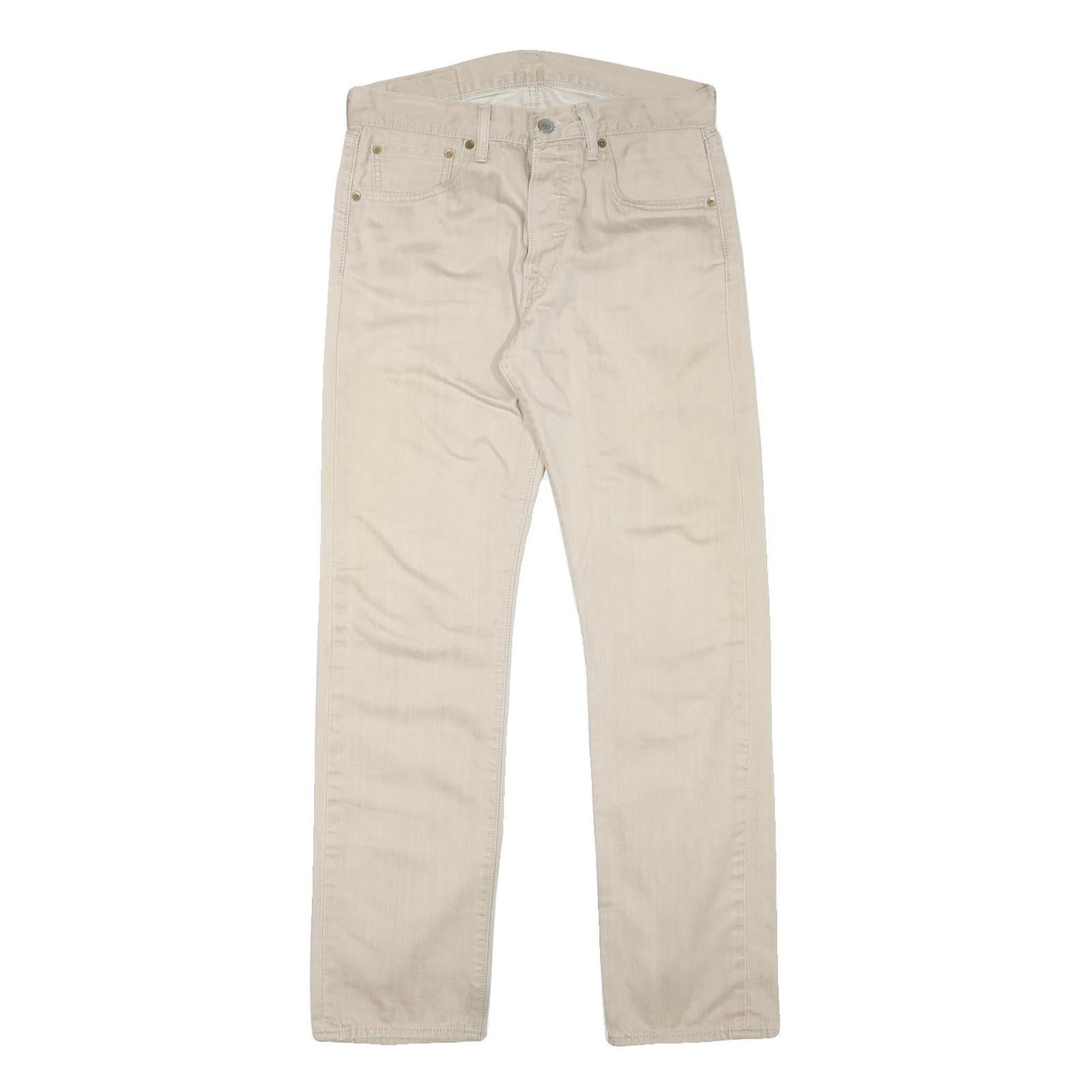 LEVI'S Mens Cotton Blend Beige Regular Fit Straight Leg Trousers W30 L30 Casual