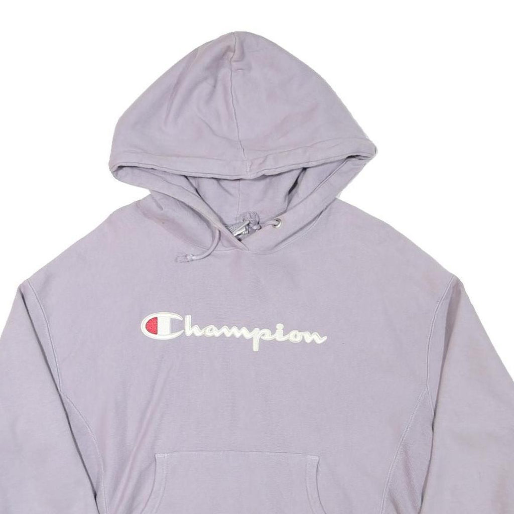 CHAMPION Womens Lilac Hoodie L Cotton Blend Pullover Drawstring Hood Sweatshirt