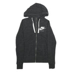 NIKE Womens Dark Grey Hoodie Zip Up S Cotton Blend Lightweight Casual