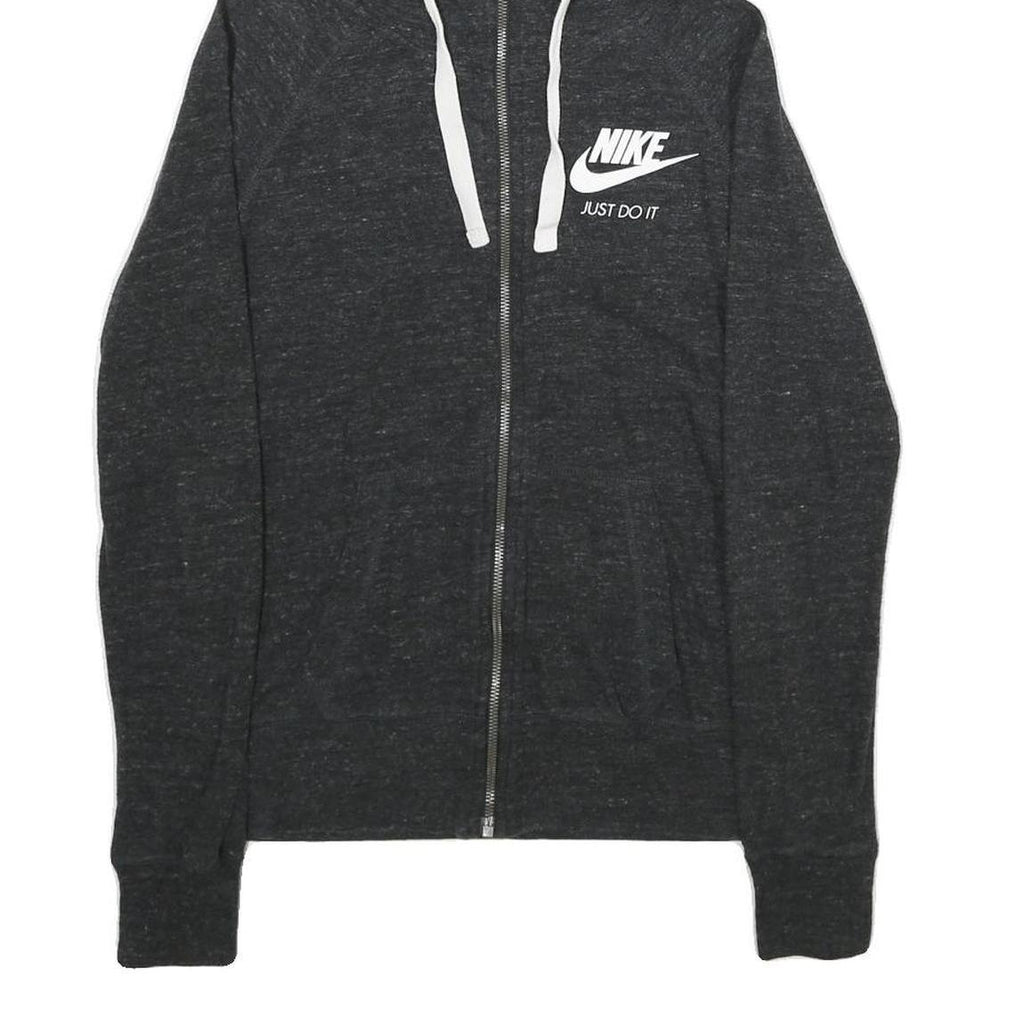 NIKE Womens Dark Grey Hoodie Zip Up S Cotton Blend Lightweight Casual