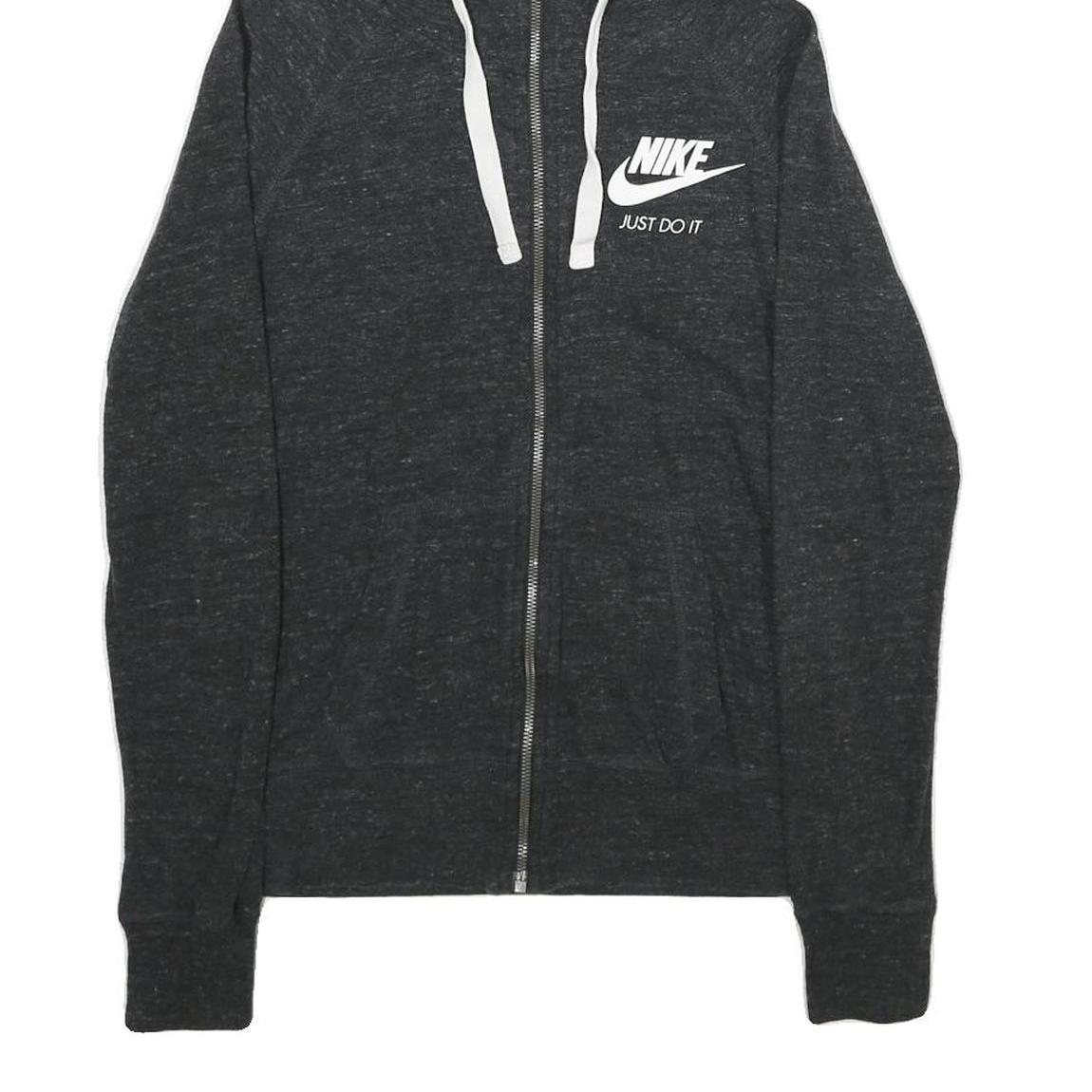 NIKE Womens Dark Grey Hoodie Zip Up S Cotton Blend Lightweight Casual