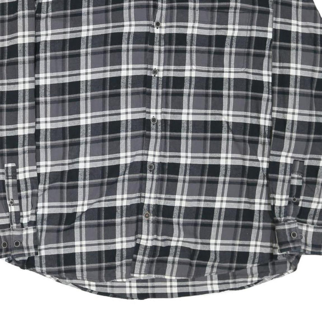 WEATHERPROOF Mens Black & Grey Checked Shirt 2XL Cotton Blend Button Down Long