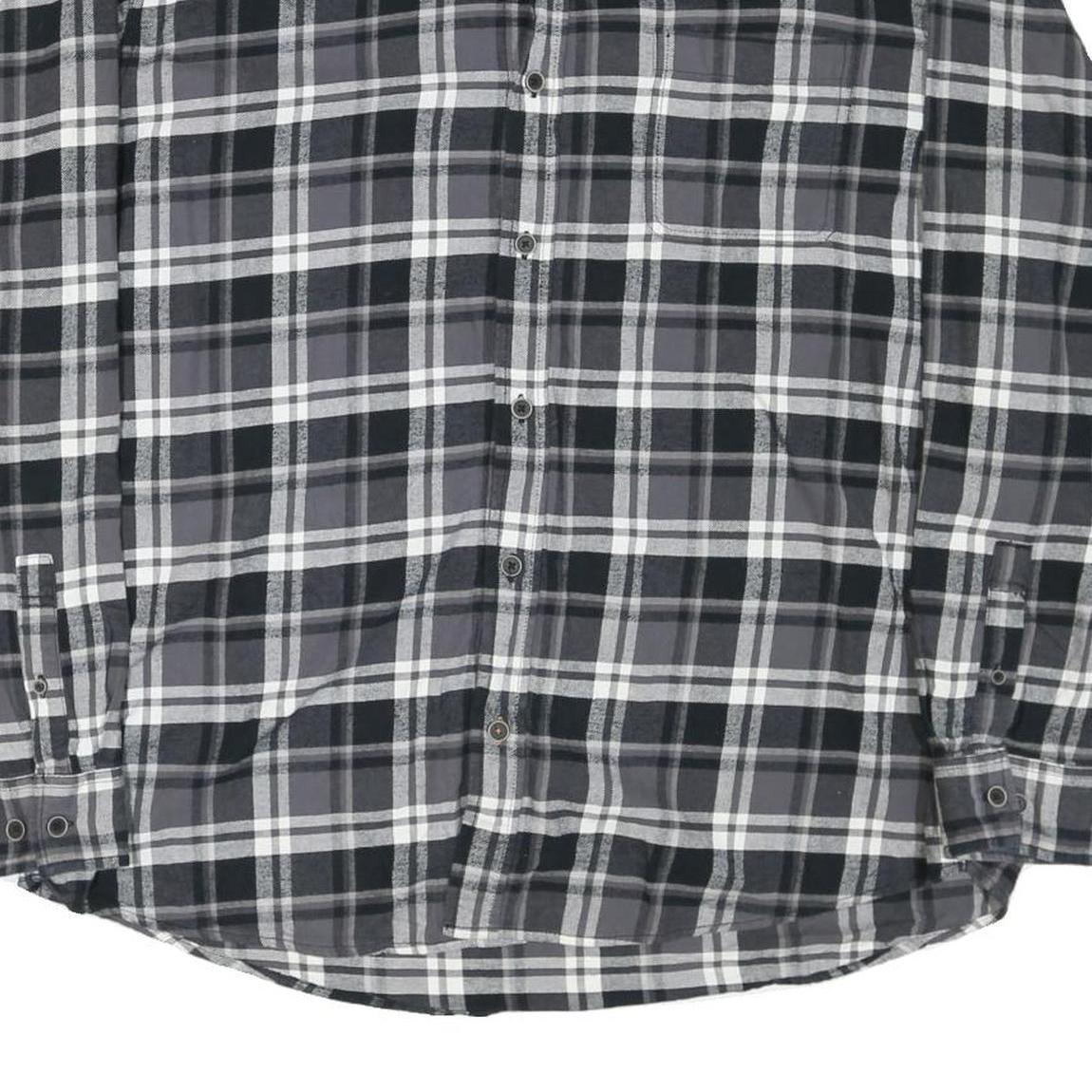 WEATHERPROOF Mens Black & Grey Checked Shirt 2XL Cotton Blend Button Down Long