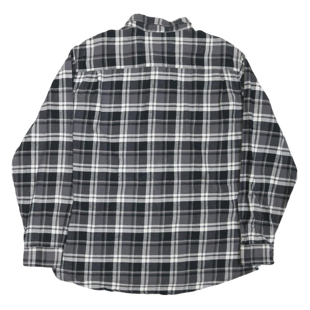 WEATHERPROOF Mens Black & Grey Checked Shirt 2XL Cotton Blend Button Down Long