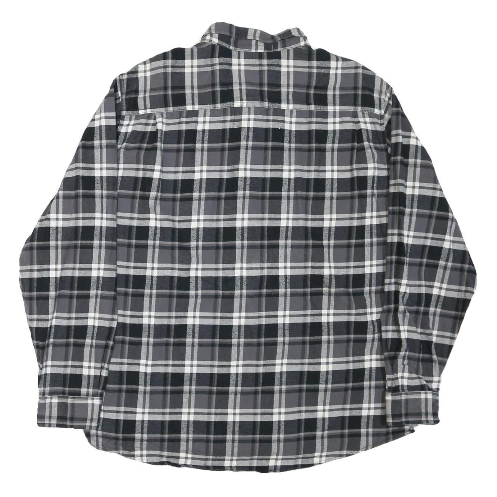 WEATHERPROOF Mens Black & Grey Checked Shirt 2XL Cotton Blend Button Down Long