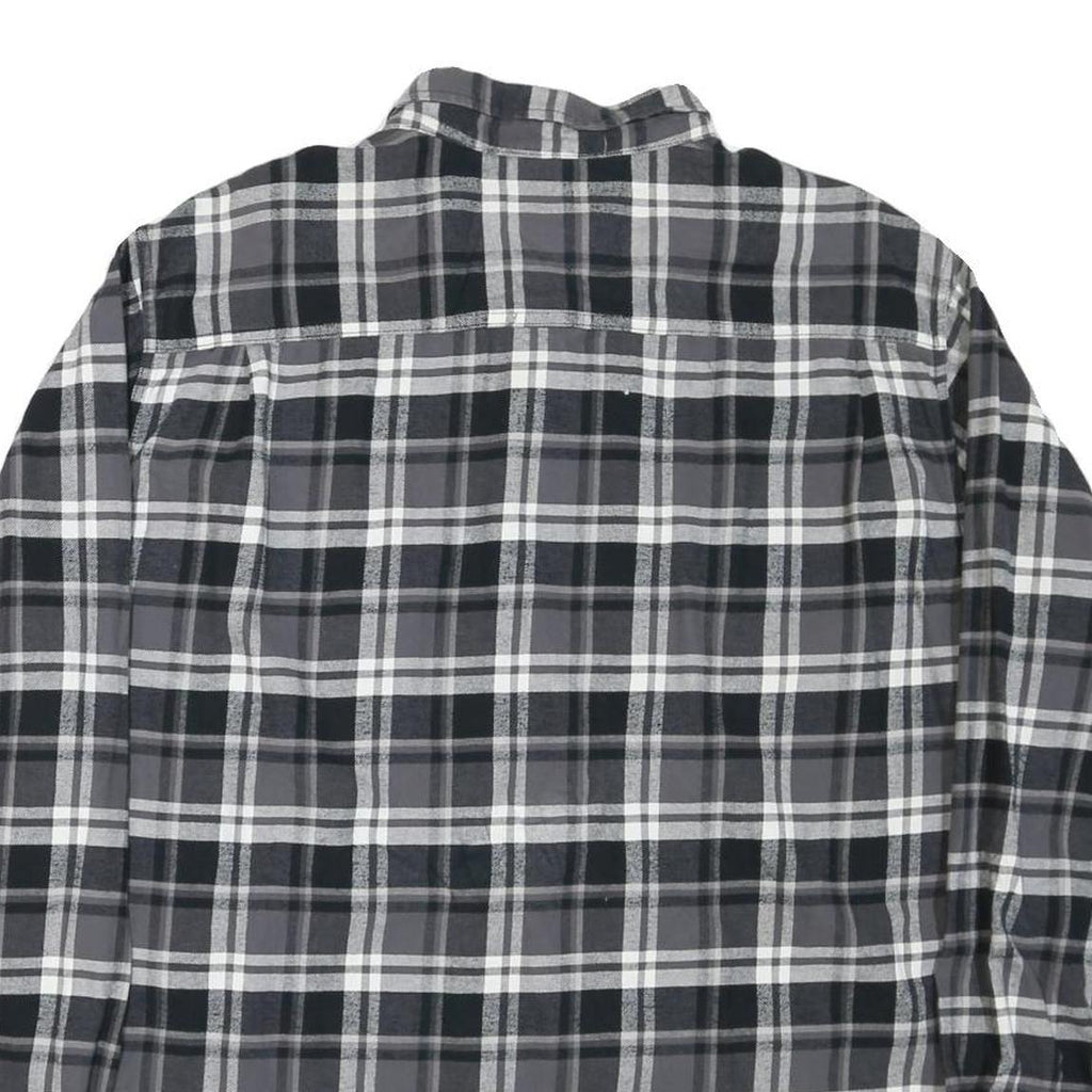 WEATHERPROOF Mens Black & Grey Checked Shirt 2XL Cotton Blend Button Down Long