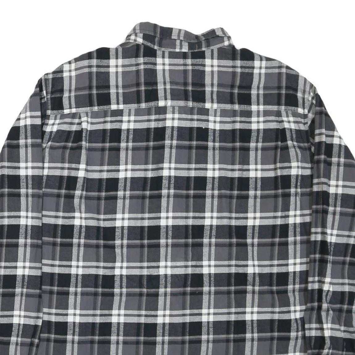 WEATHERPROOF Mens Black & Grey Checked Shirt 2XL Cotton Blend Button Down Long