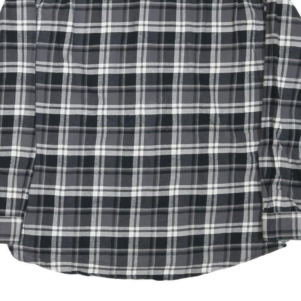 WEATHERPROOF Mens Black & Grey Checked Shirt 2XL Cotton Blend Button Down Long