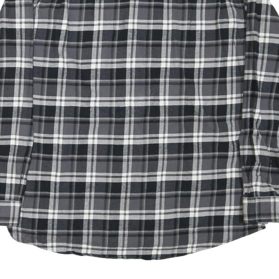 WEATHERPROOF Mens Black & Grey Checked Shirt 2XL Cotton Blend Button Down Long
