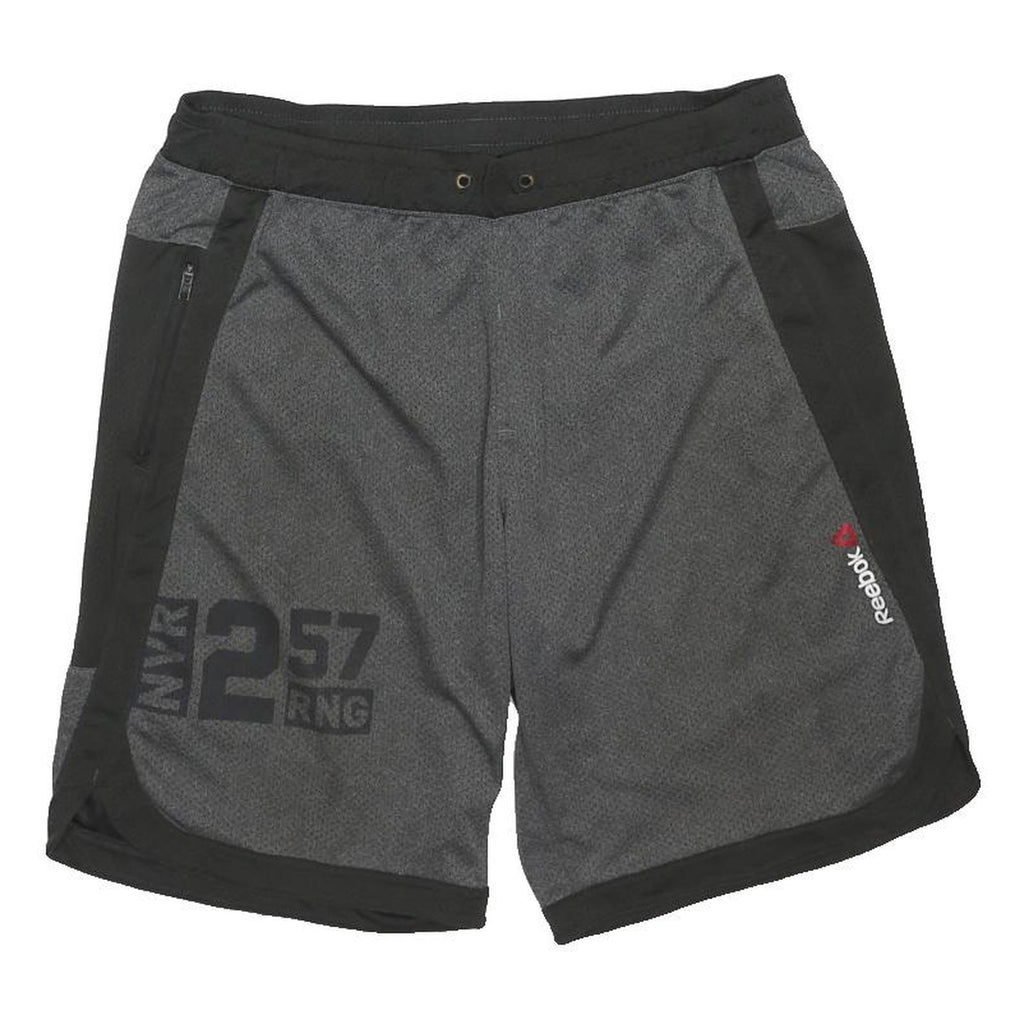 REEBOK Mens Shorts Black & Grey Sports Casual M W30 Polyester Blend