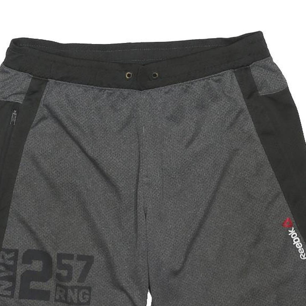 REEBOK Mens Shorts Black & Grey Sports Casual M W30 Polyester Blend