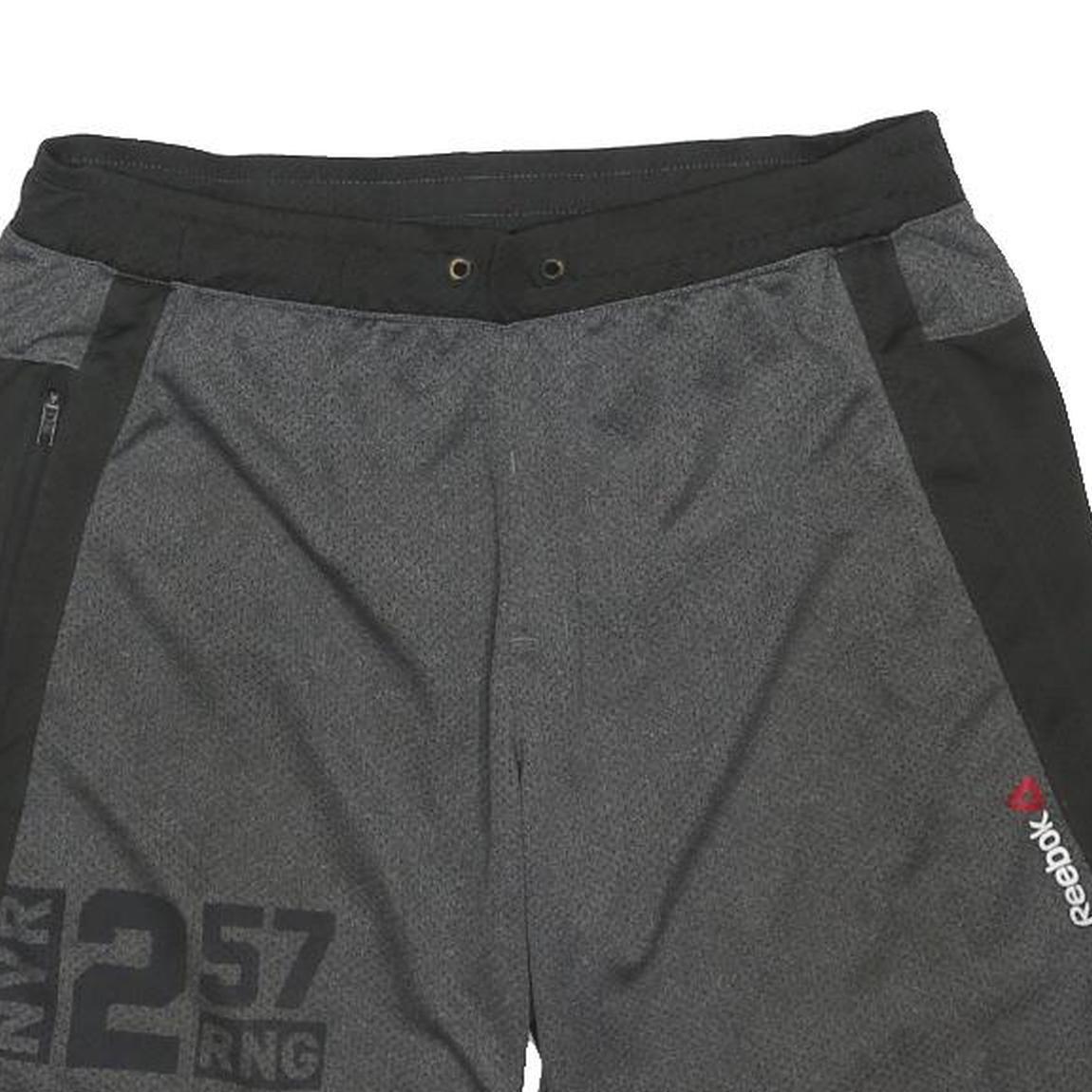 REEBOK Mens Shorts Black & Grey Sports Casual M W30 Polyester Blend