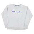 CHAMPION Mens Grey Cotton Blend Crew Neck M Sweatshirt Classic Logo Pullover