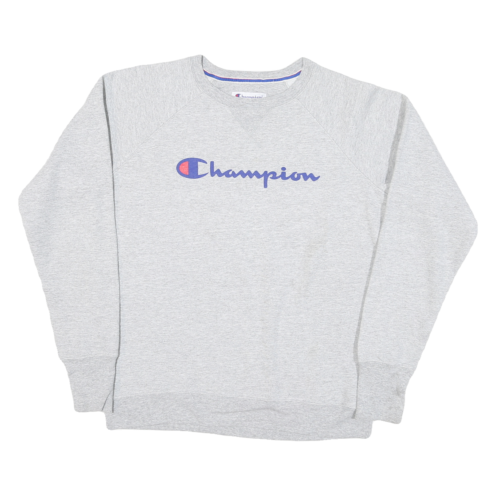 CHAMPION Mens Grey Cotton Blend Crew Neck M Sweatshirt Classic Logo Pullover