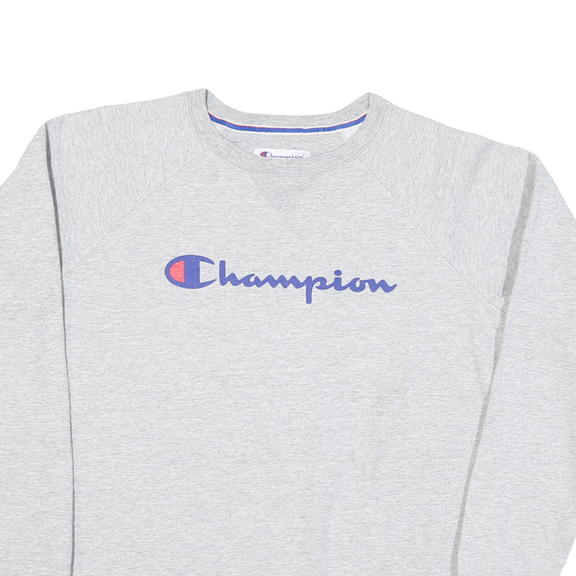 CHAMPION Mens Grey Cotton Blend Crew Neck M Sweatshirt Classic Logo Pullover